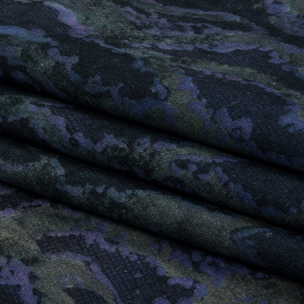 Linen and Rayon Woven Print - Dark Purple and Green Snake Abstract - Mood Exclusive Ophidian Folded