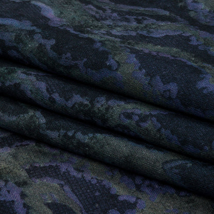 Linen and Rayon Woven Print - Dark Purple and Green Snake Abstract - Mood Exclusive Ophidian Folded