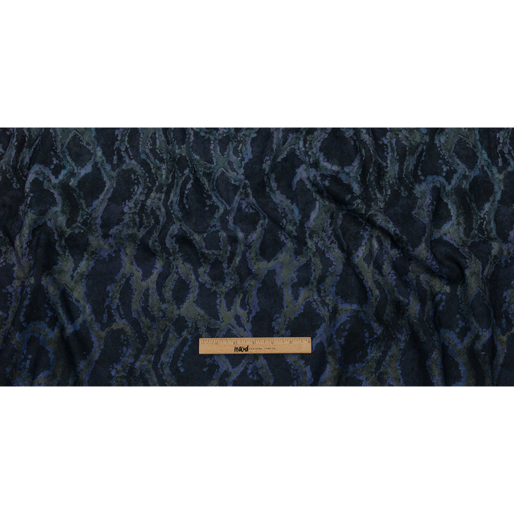 Linen and Rayon Woven Print - Dark Purple and Green Snake Abstract - Mood Exclusive Ophidian Full