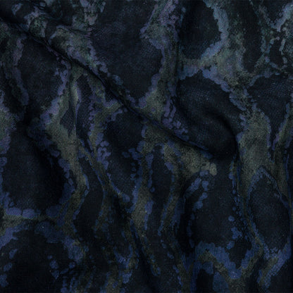 Linen and Rayon Woven Print - Dark Purple and Green Snake Abstract - Mood Exclusive Ophidian