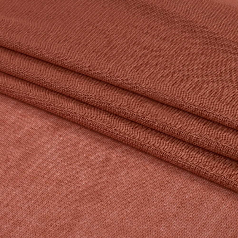 Famous Designer Terracotta Viscose and Cotton Lightweight Interlock Knit Folded