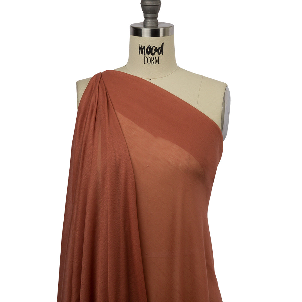 Famous Designer Terracotta Viscose and Cotton Lightweight Interlock Knit Drape