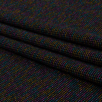 Black and Metallic Rainbow Stretch Rib Knit Folded