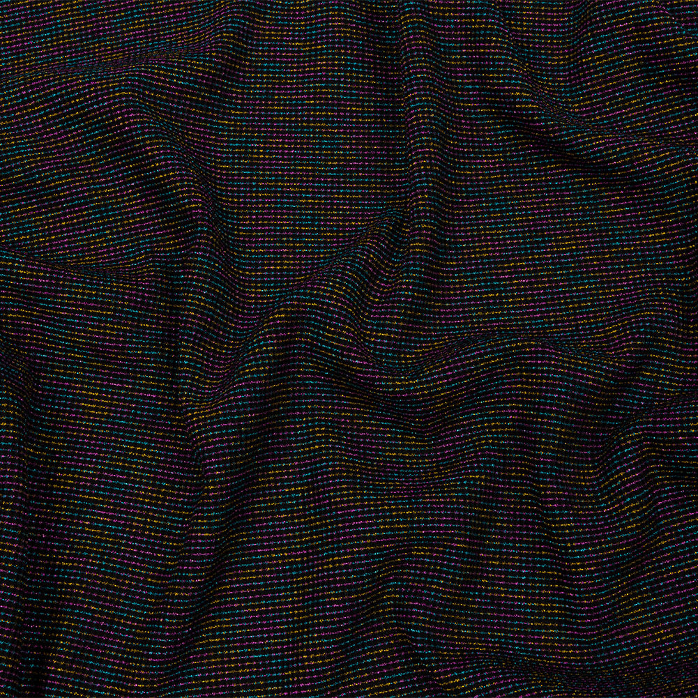 Black and Metallic Rainbow Stretch Rib Knit