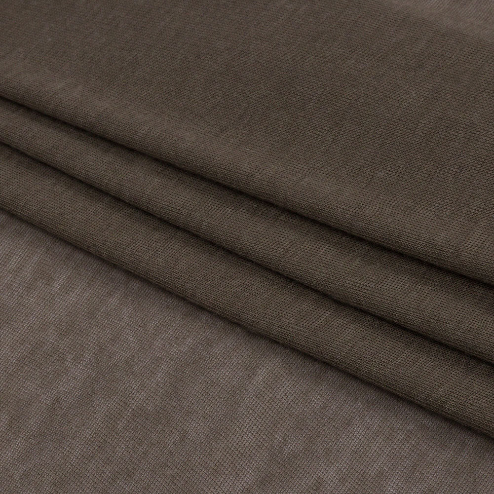 Famous Designer Coffee Viscose and Cotton Lightweight Interlock Knit Folded
