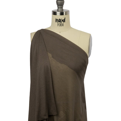 Famous Designer Coffee Viscose and Cotton Lightweight Interlock Knit Drape