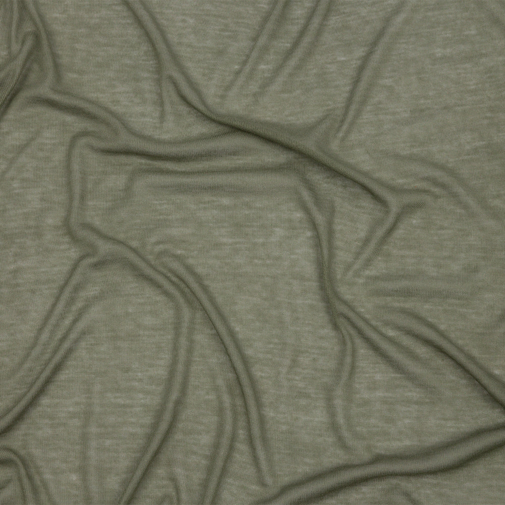 Famous Designer Olive Viscose and Cotton Lightweight Interlock Knit