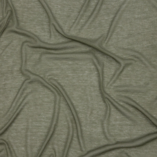 Famous Designer Olive Viscose and Cotton Lightweight Interlock Knit