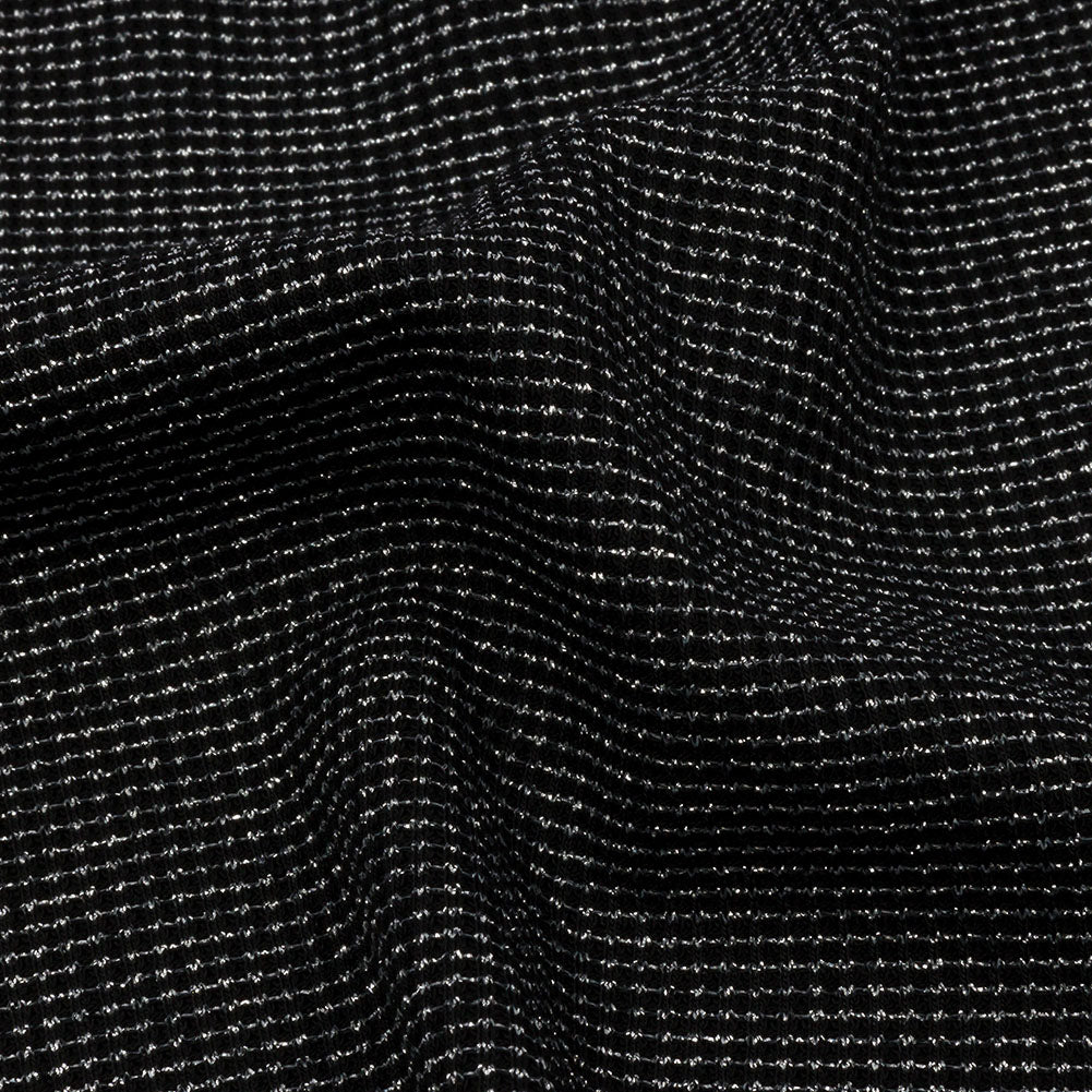 Black and Metallic Silver Stretch Rib Knit Detail