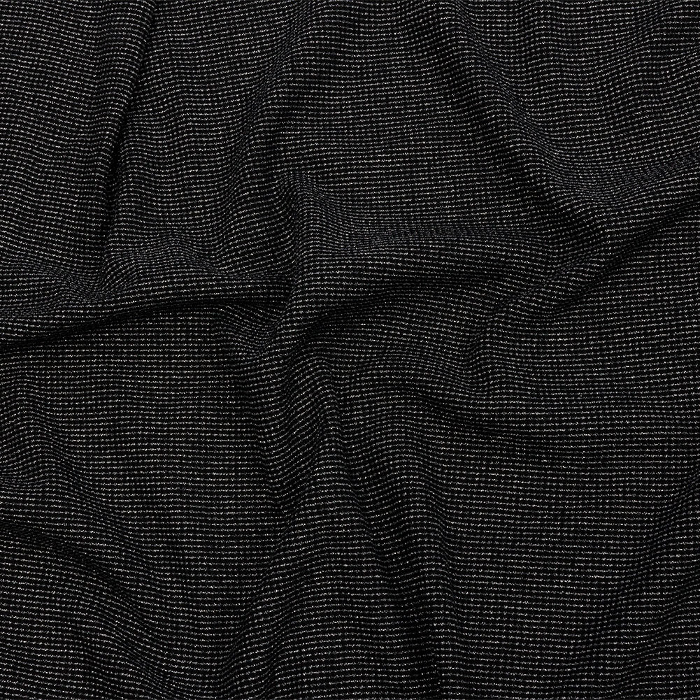 Black and Metallic Silver Stretch Rib Knit
