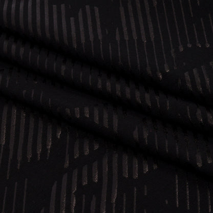 Metallic Black on Black Abstract and Stripes Rayon Jersey Folded