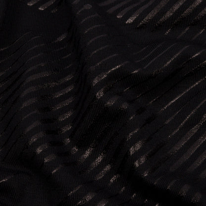 Metallic Black on Black Abstract and Stripes Rayon Jersey Detail