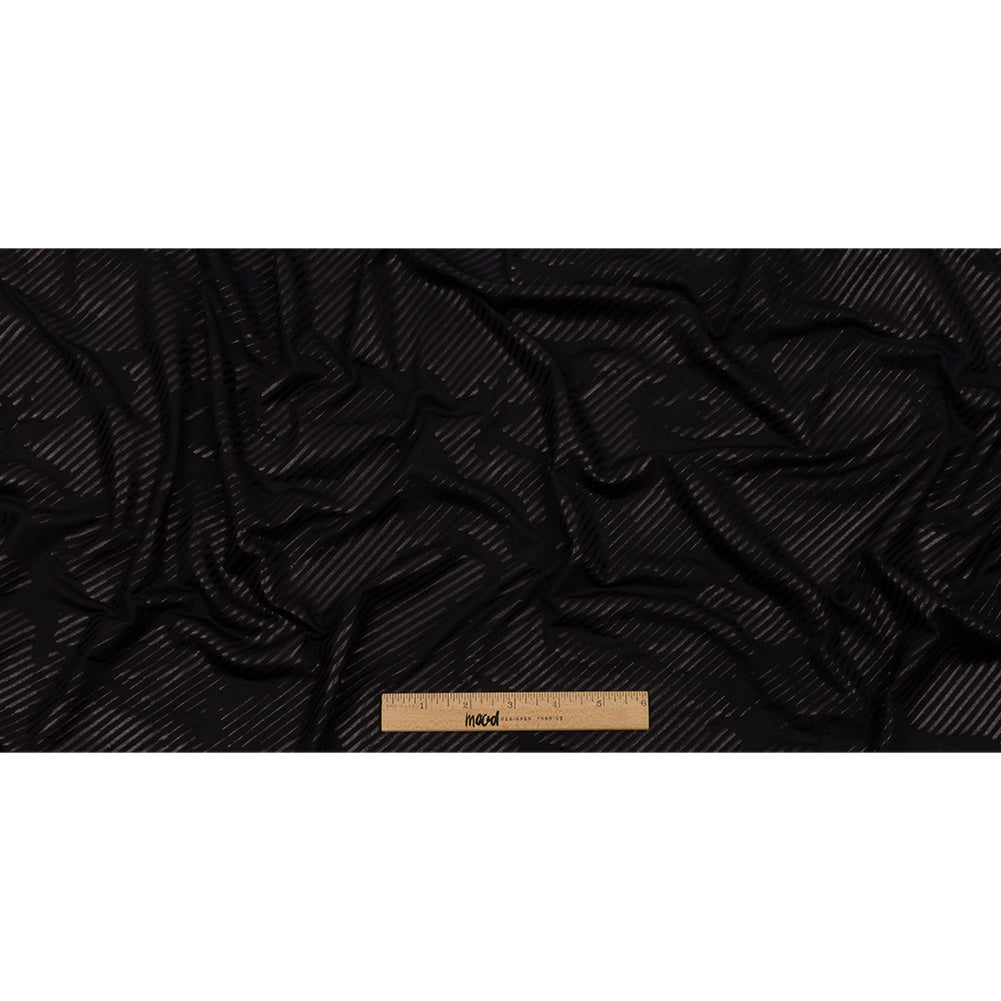 Metallic Black on Black Abstract and Stripes Rayon Jersey Full