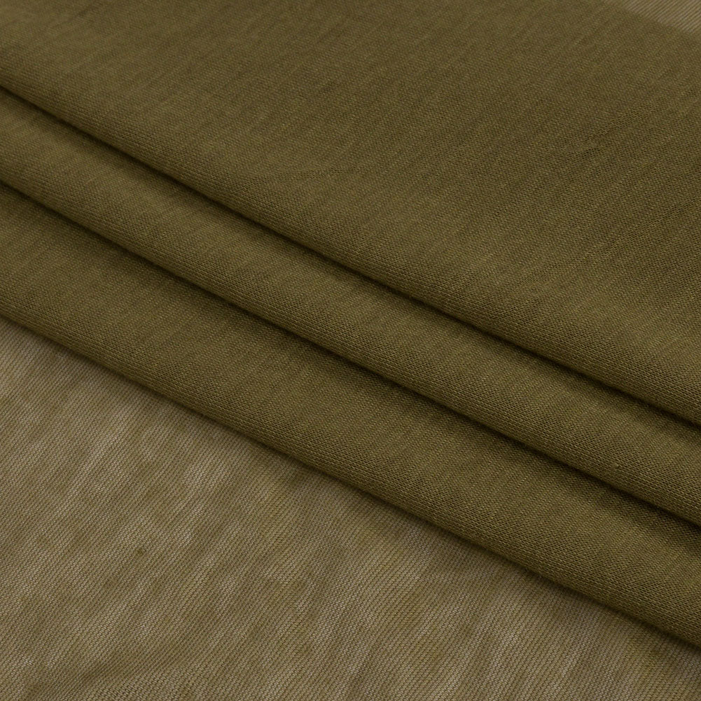 Famous Designer Army Green Featherweight Viscose and Cotton Jersey Folded