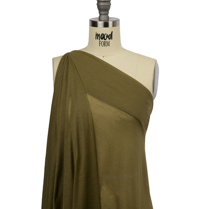 Famous Designer Army Green Featherweight Viscose and Cotton Jersey Drape