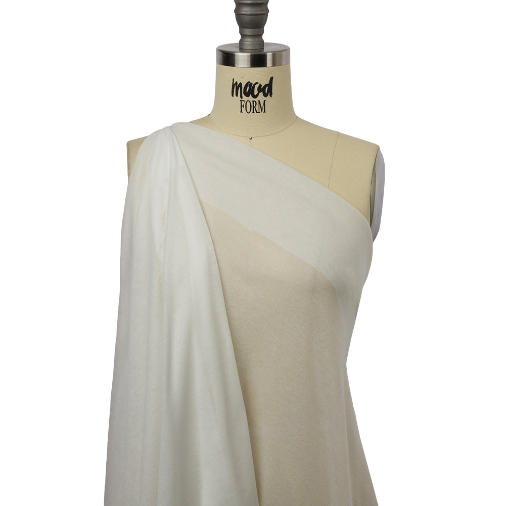 Famous Designer White Lightweight Cotton Interlock Knit Drape