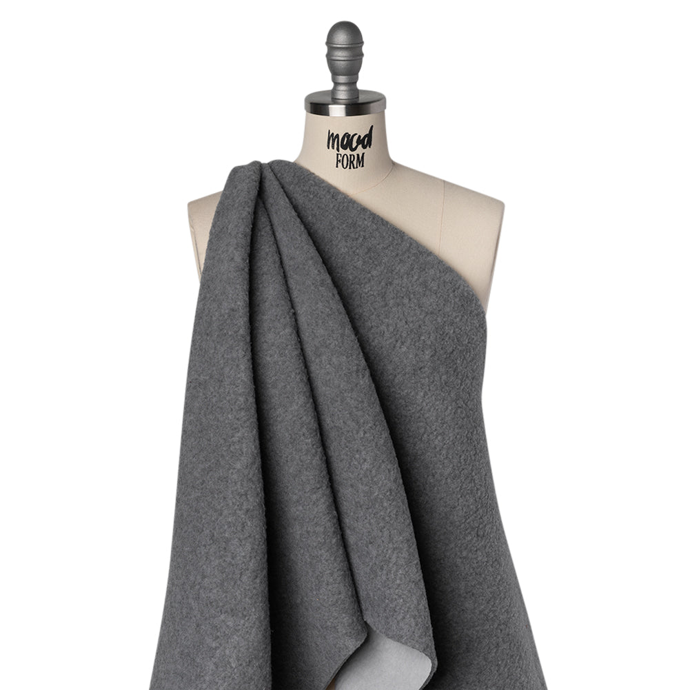 Plush Fleece with Fusible Woven Backing - Heathered Gray - Deadstock
