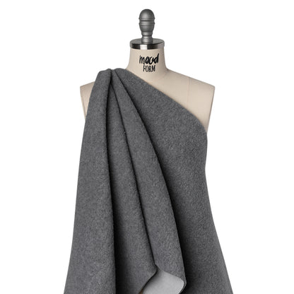 Plush Fleece with Fusible Woven Backing - Heathered Gray - Deadstock