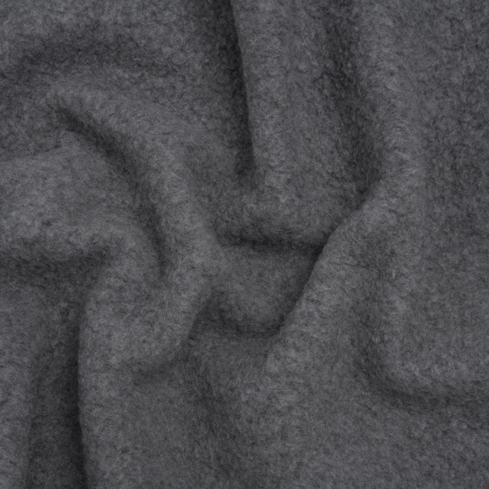 Plush Fleece with Fusible Woven Backing - Heathered Gray - Deadstock