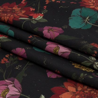 Polyester Twill Print - Purple, Red and Black Floral - Mood Exclusive Antheia's Grace