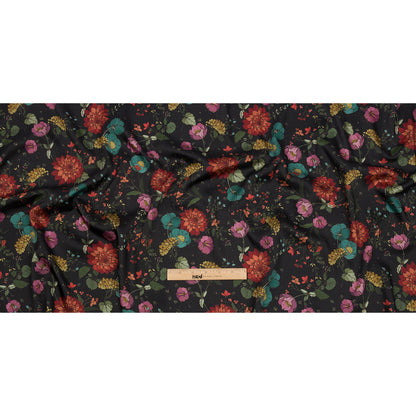 Polyester Twill Print - Purple, Red and Black Floral - Mood Exclusive Antheia's Grace