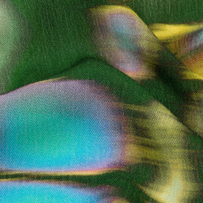 Gauzy Wrinkled Rayon Woven Print - Blue and Green Abstract - Mood Exclusive Butterfly Blur Folded