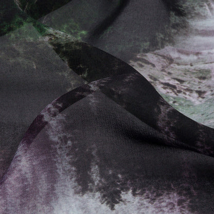 Polyester Chiffon Panel - Purple and Gray Mountain Landscape - Mood Exclusive Mountain Majesties Detail