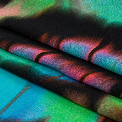 Gauzy Wrinkled Rayon Woven Print - Pink and Green Abstract - Mood Exclusive Butterfly Blur Full
