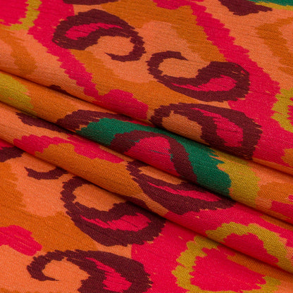 Gauzy Wrinkled Rayon Woven Print - Orange and Red Abstract Ikat - Mood Exclusive Mangrove Groove Full