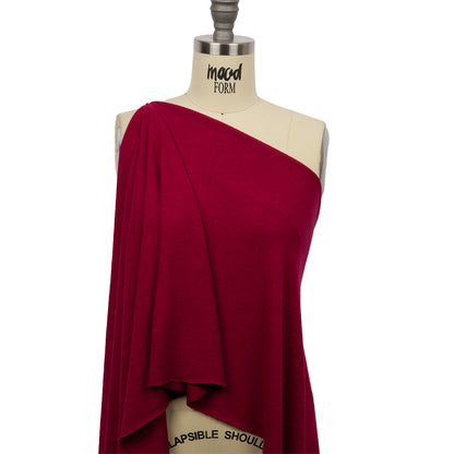 Cranberry Brushed Stretch Rayon and Polyester Sweater Knit Drape