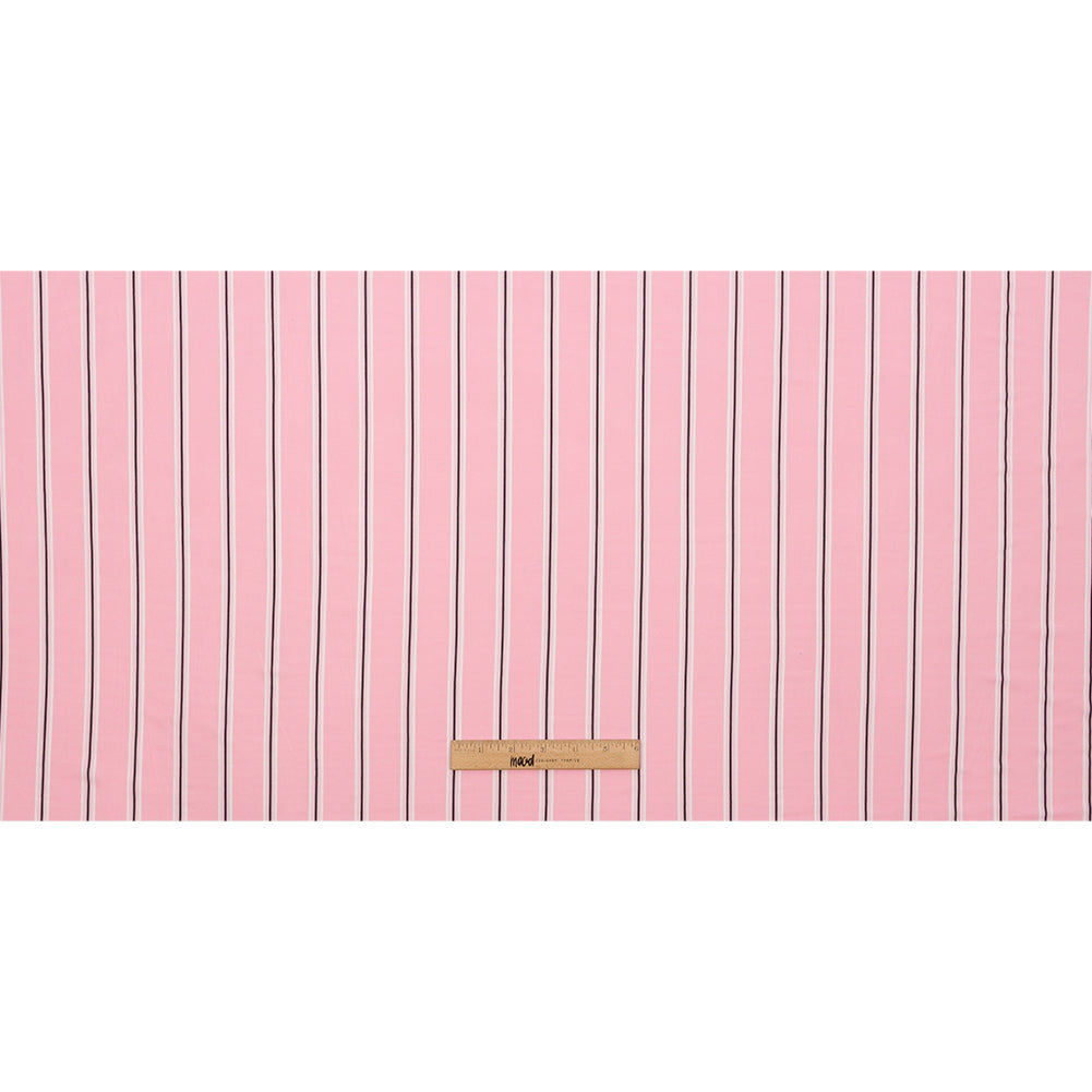 Pink, White and Black Striped Stretch Polyester ITY Knit Full