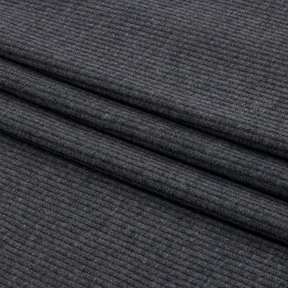 Dark Heathered Gray Stretch Cotton and Modal 2x2 Rib Knit Folded