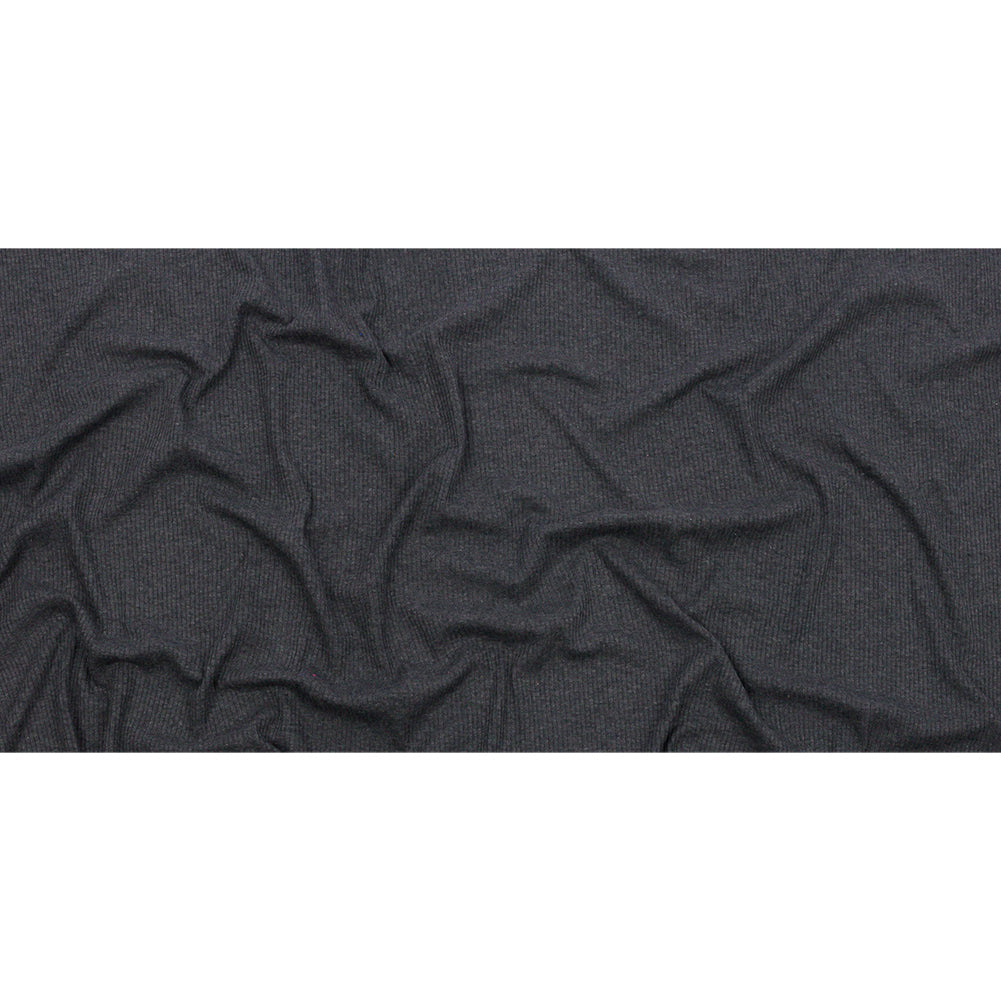Dark Heathered Gray Stretch Cotton and Modal 2x2 Rib Knit Full