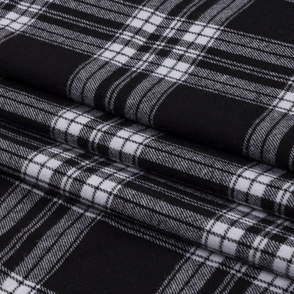 Black and White Plaid Cotton Flannel