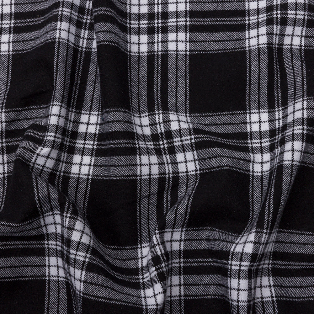 Black and White Plaid Cotton Flannel