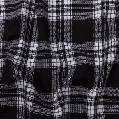 Black and White Plaid Cotton Flannel