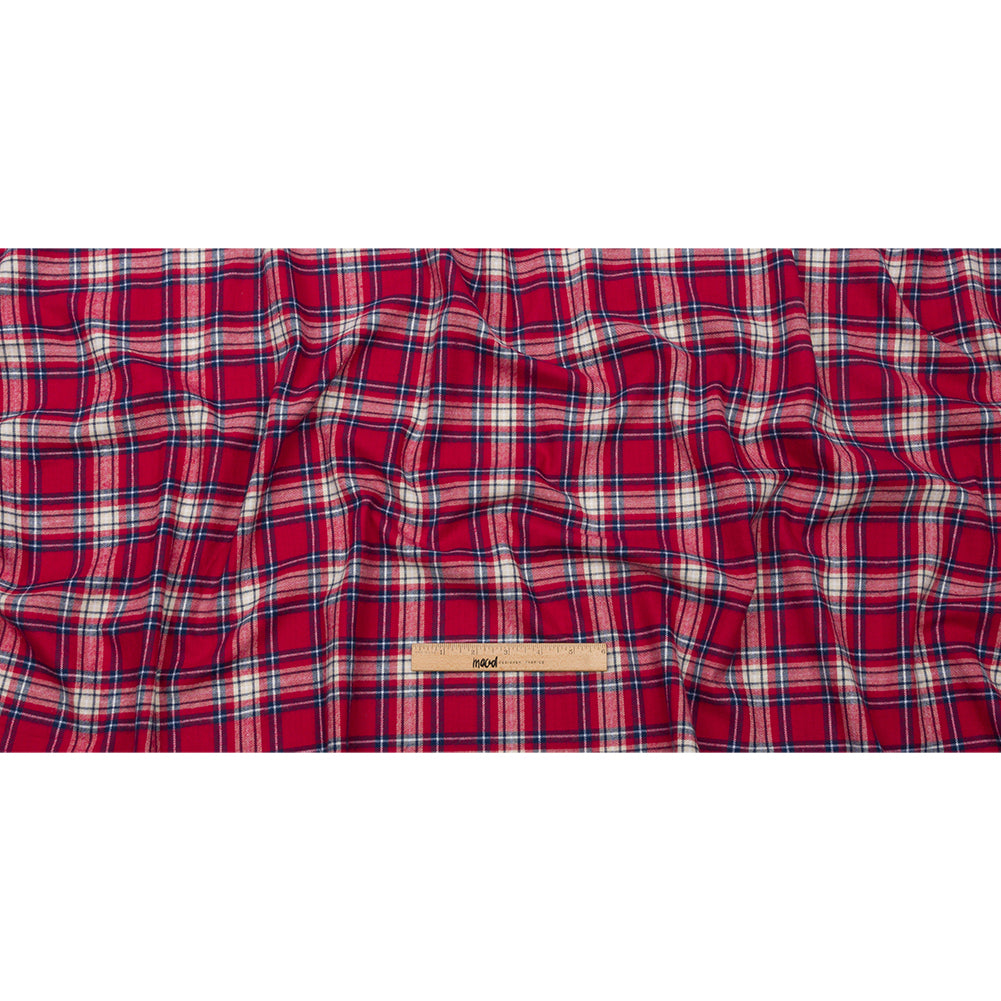 Red, White and Blue Plaid Cotton Flannel