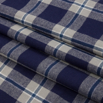 Blue and Gray Plaid Cotton Flannel