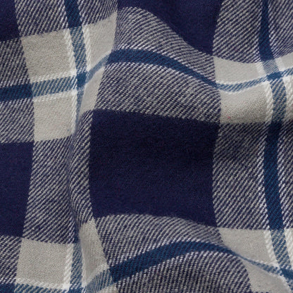 Blue and Gray Plaid Cotton Flannel