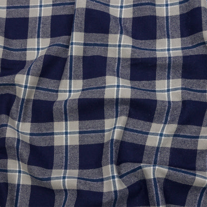 Blue and Gray Plaid Cotton Flannel