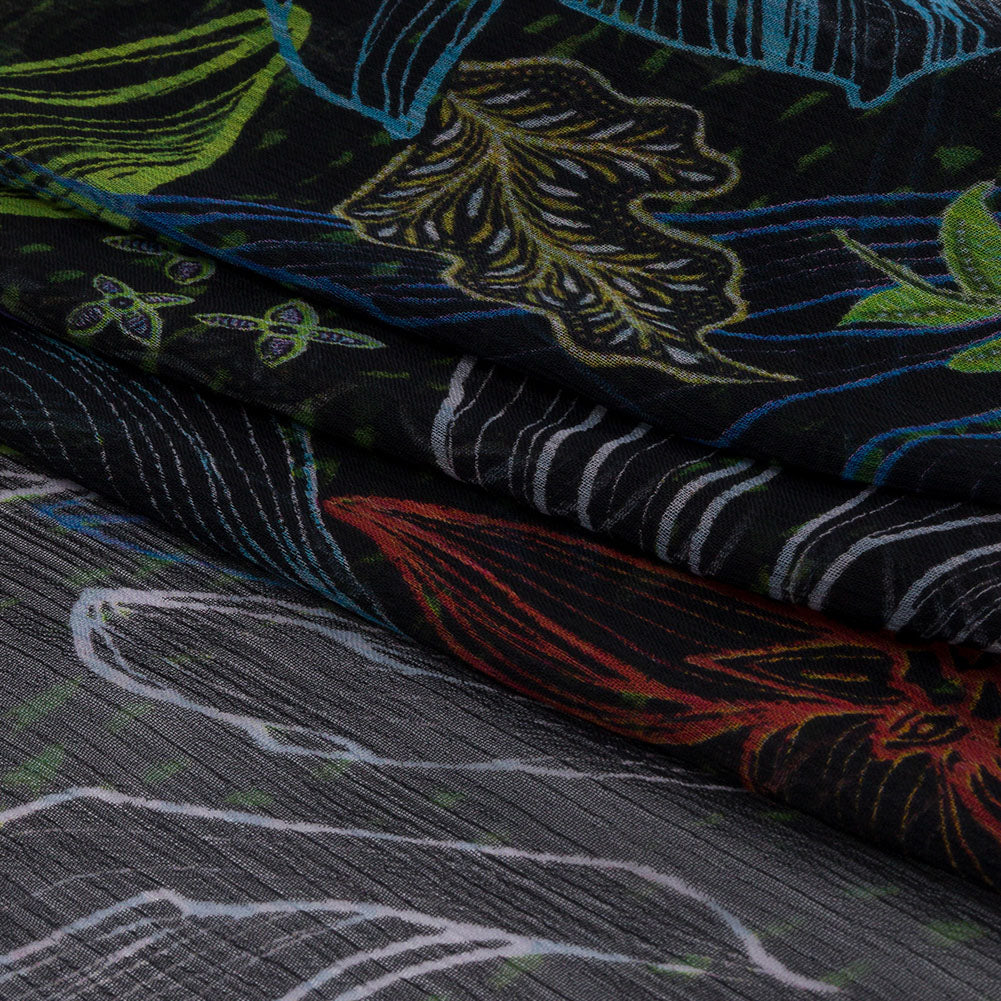 Mood Exclusive Blue Tunnel of Wonder Crinkled Polyester Chiffon Folded