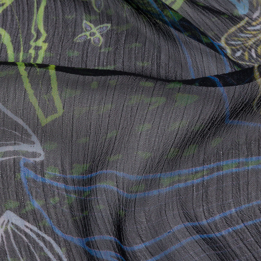 Mood Exclusive Blue Tunnel of Wonder Crinkled Polyester Chiffon Detail