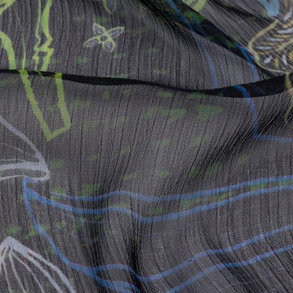Mood Exclusive Blue Tunnel of Wonder Crinkled Polyester Chiffon Detail