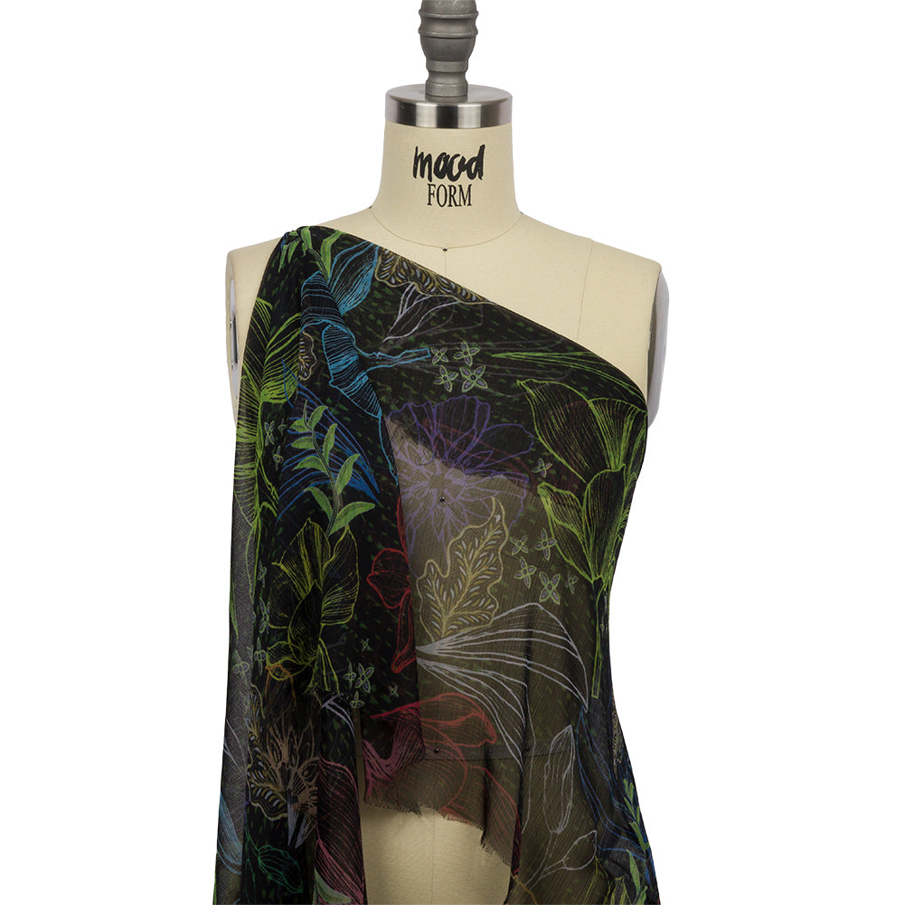 Mood Exclusive Blue Tunnel of Wonder Crinkled Polyester Chiffon Drape