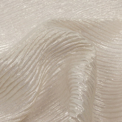 Polyester Chiffon Plisse with All-Over Foil - Greige and Gold - Honey Collection