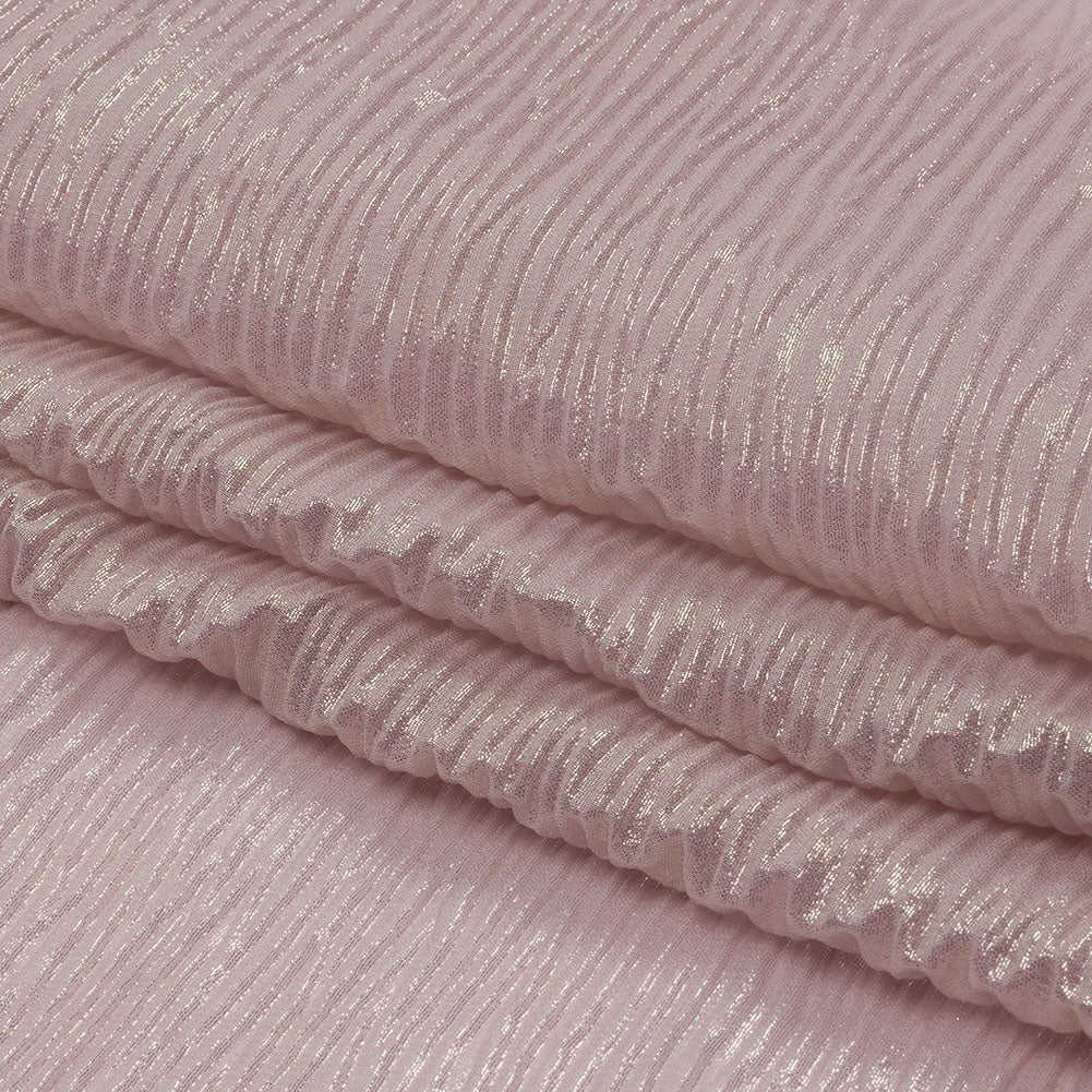 Polyester Chiffon Plisse with All-Over Foil - Pink and Gold - Honey Collection