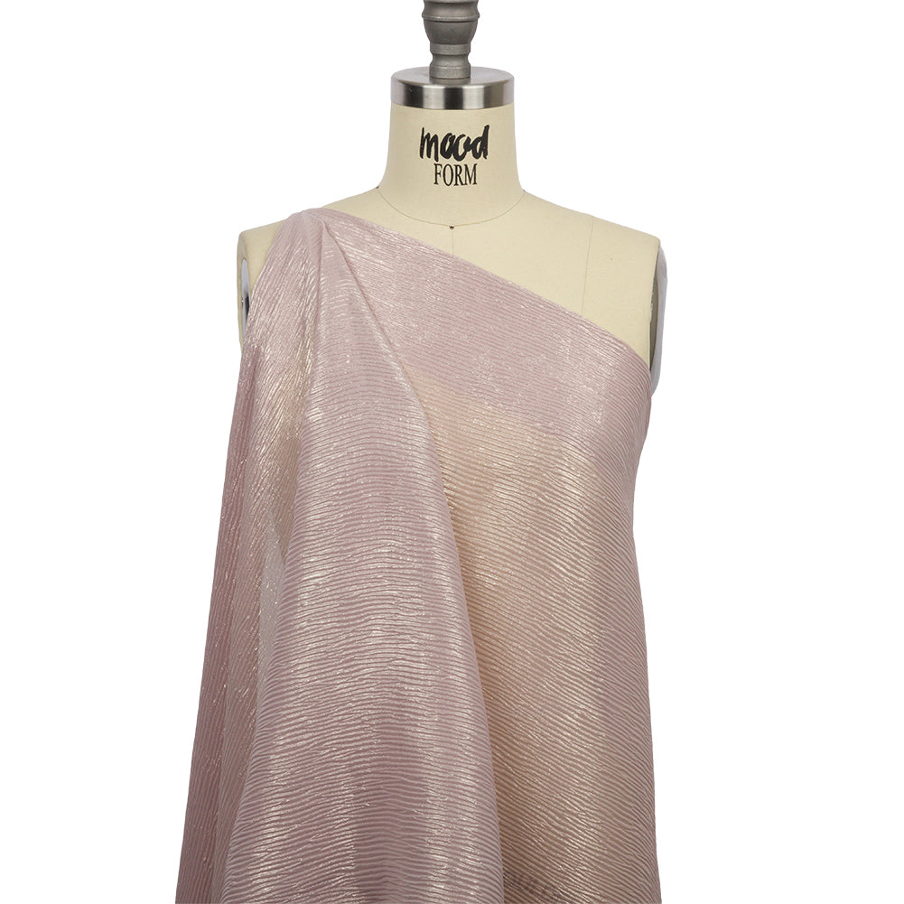 Polyester Chiffon Plisse with All-Over Foil - Pink and Gold - Honey Collection
