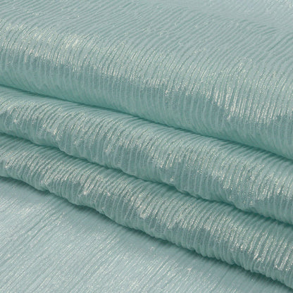 Polyester Chiffon Plisse with All-Over Foil - Baby Blue and Gold - Honey Collection