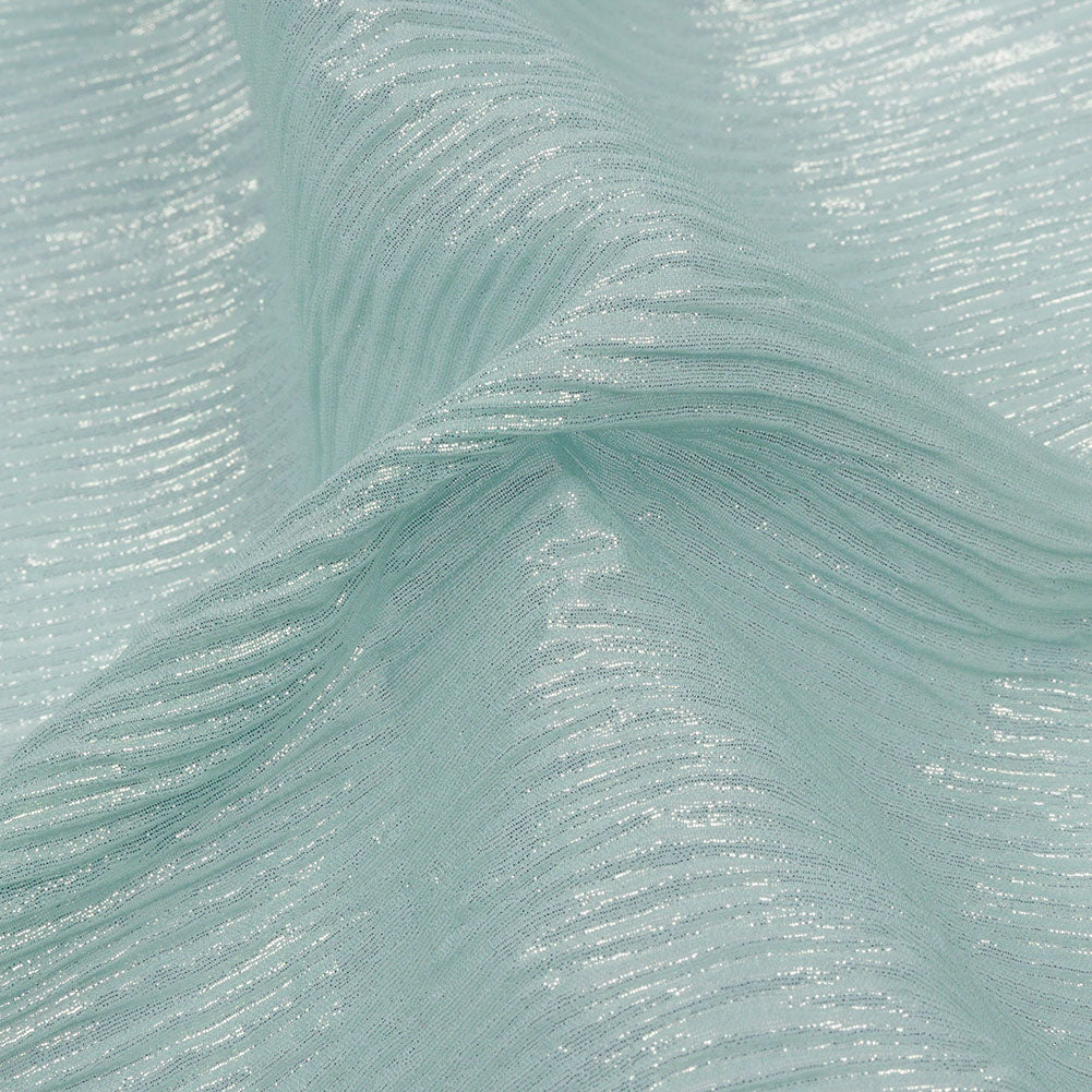 Polyester Chiffon Plisse with All-Over Foil - Baby Blue and Gold - Honey Collection - Detail