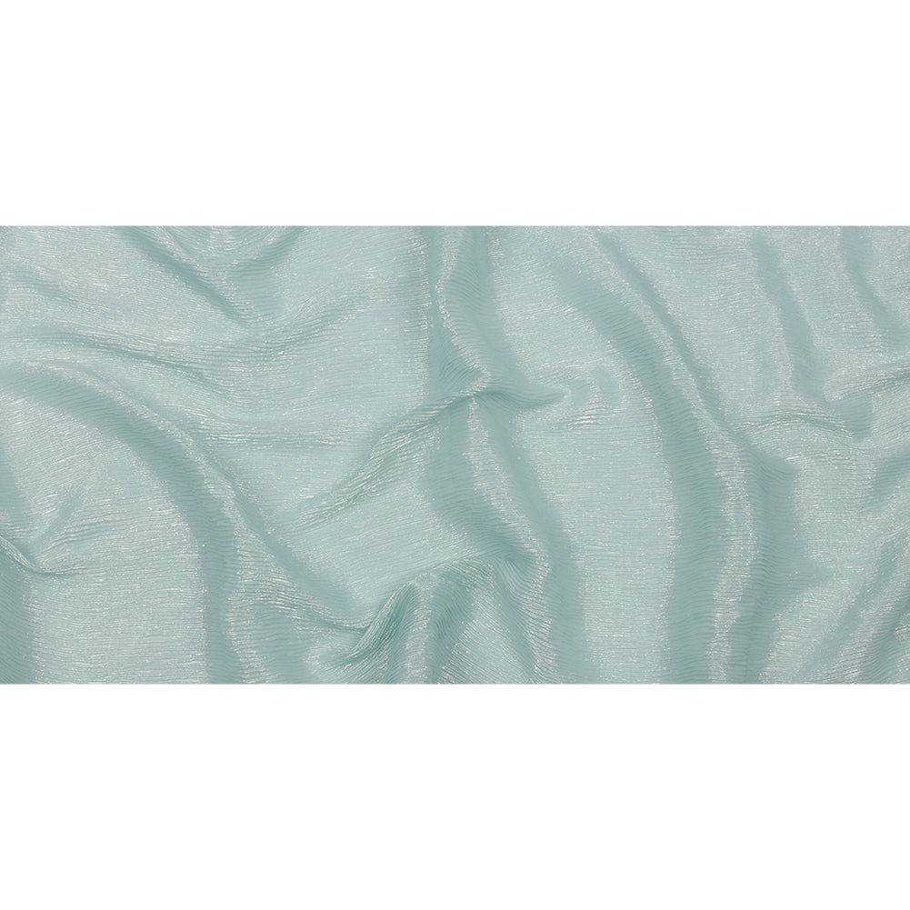 Polyester Chiffon Plisse with All-Over Foil - Baby Blue and Gold - Honey Collection - Full